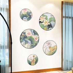 Miico Fx82033 2kpl Lotus Painting Tarra Kotityöhuoneen Koristetarra Seinätarra Yhdistelmä