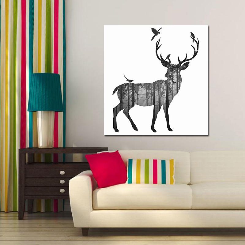 Miico Käsinmaalatut Öljymaalaukset Simple Style-c Side Face Deer Wall Art Kodinsisustusmaalaukset