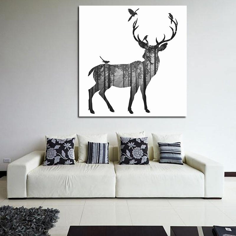 Miico Käsinmaalatut Öljymaalaukset Simple Style-c Side Face Deer Wall Art Kodinsisustusmaalaukset