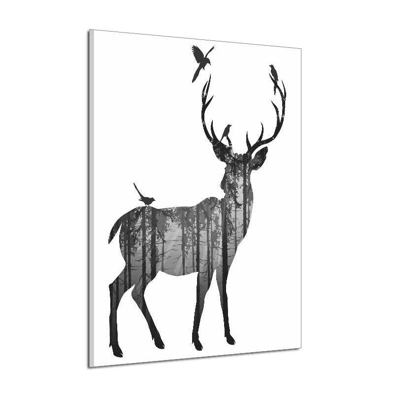 Miico Käsinmaalatut Öljymaalaukset Simple Style-c Side Face Deer Wall Art Kodinsisustusmaalaukset