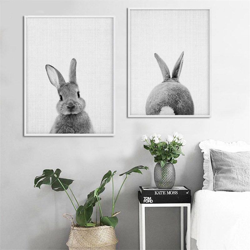 Söpö Kani Canvas Wall Art Juliste Eläintuloste Maalaus Baby Nursery Room