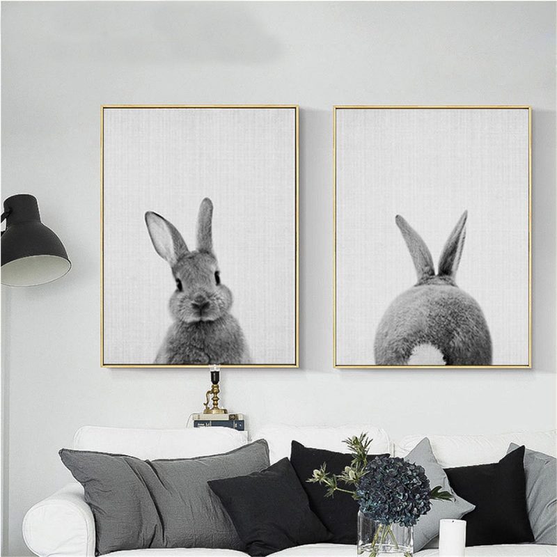 Söpö Kani Canvas Wall Art Juliste Eläintuloste Maalaus Baby Nursery Room