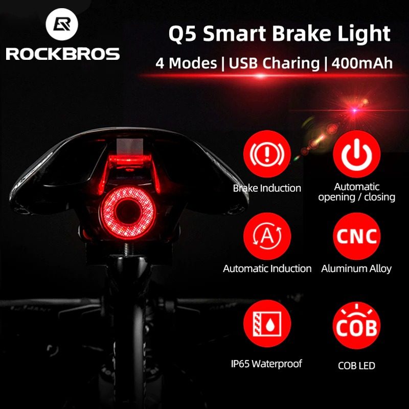 Bicycle Smart Auto Brake Sensing Light Ipx6 Vedenpitävä Led