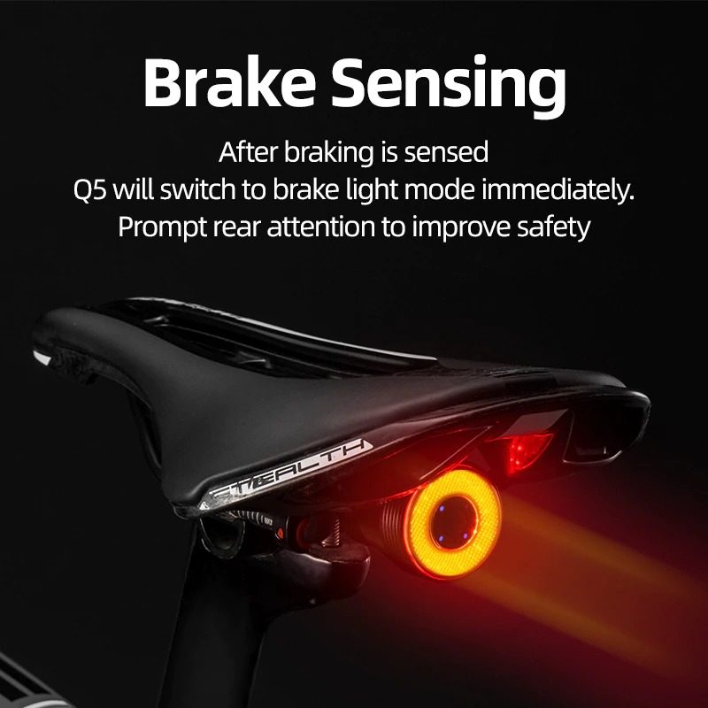 Bicycle Smart Auto Brake Sensing Light Ipx6 Vedenpitävä Led