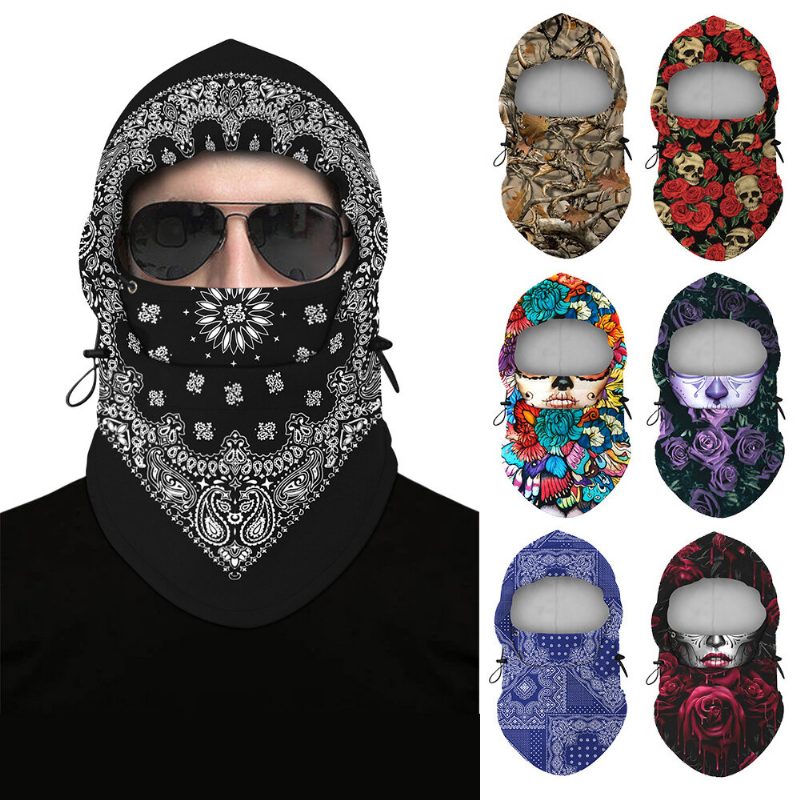 Digital Print Pyöräilypäänauhat Anti-uv Nylon Hengittävä Balaclava Hiihtohuivi Miesten Tuulenpitävä Polkupyörän Hattu Päähineet