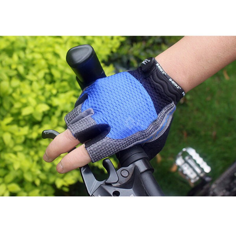 Inbike Pyöräilyhanskat Half Finger Gloves - Miesten Musta Punainen Sininen