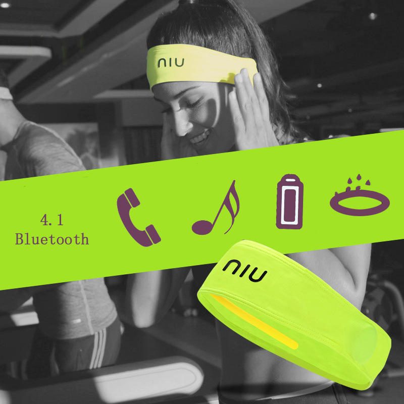 Niu Headbrand Sweatband Bluetooth 4.1v Sisäänrakennettu Mikrofoni Hikiohjausvyö Kuntoon