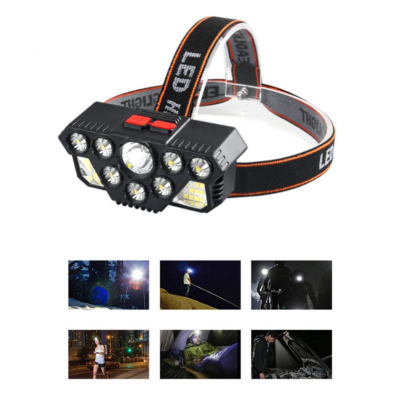 Vahva Kevyt Ajovalo 8led+20smd Super Bright Otsalamppu Usb-ladattava Taskulamppu Ulkokalastuslampun