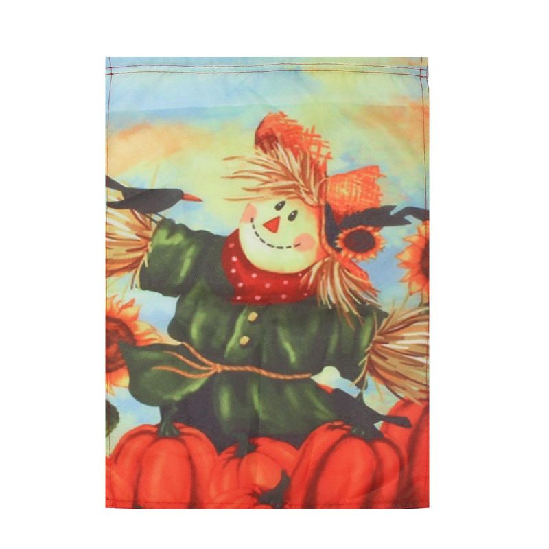 12" X 18" Syksyinen Musta Varis Kurpitsa Scarecrow & Sunflower Fall Garden Lippukoristeet