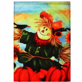 12" X 18" Syksyinen Musta Varis Kurpitsa Scarecrow & Sunflower Fall Garden Lippukoristeet