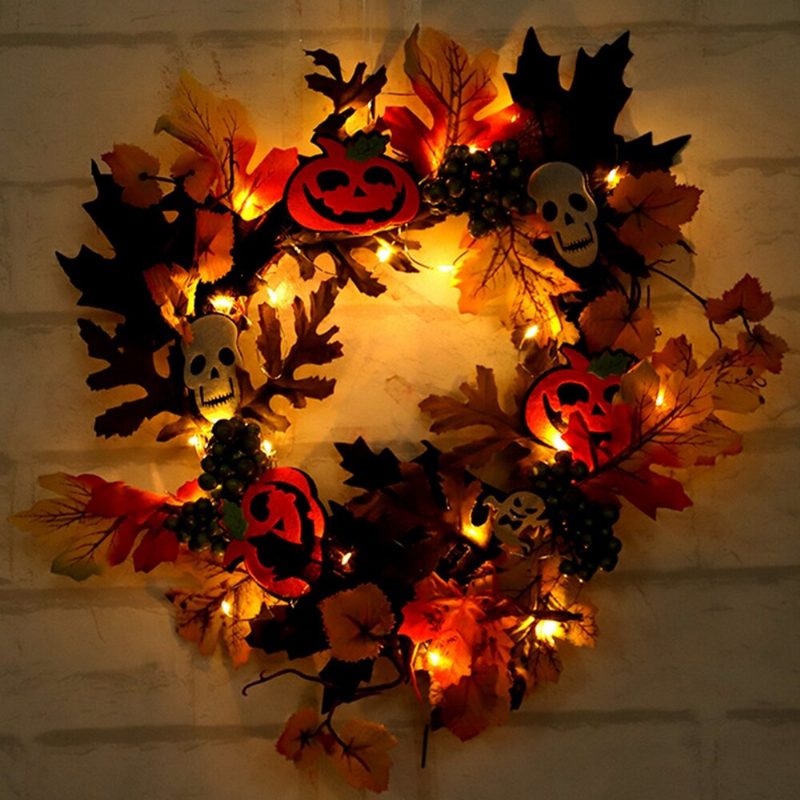 20led Halloween Party Wreath Garland Light Kodin Seinälle Ripustettavat Koristeet