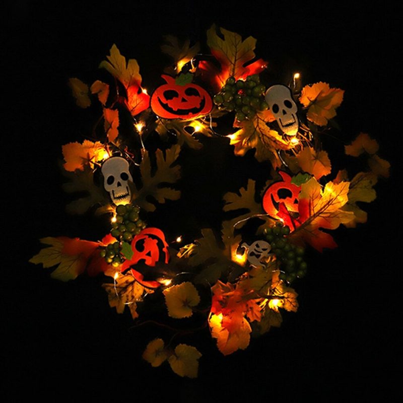 20led Halloween Party Wreath Garland Light Kodin Seinälle Ripustettavat Koristeet