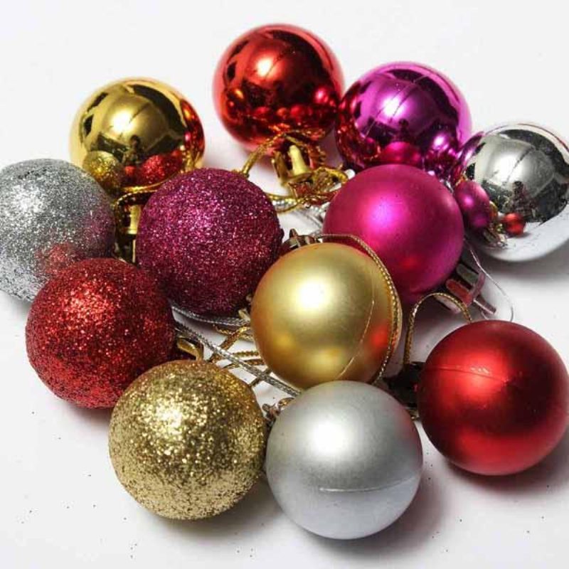 24 Kpl Joulukuusikoristeita Joulun Glitter Balls -ornamentti