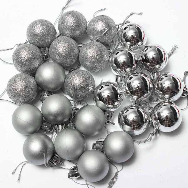 24 Kpl Joulukuusikoristeita Joulun Glitter Balls -ornamentti