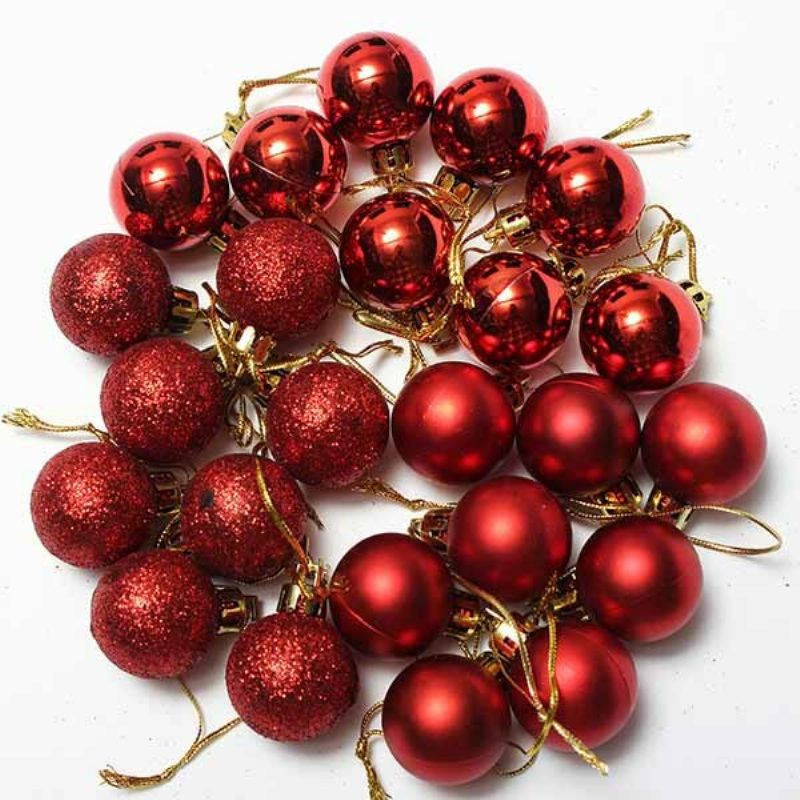 24 Kpl Joulukuusikoristeita Joulun Glitter Balls -ornamentti