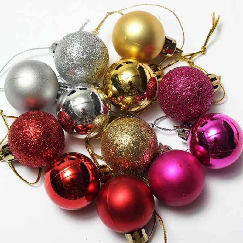 24 Kpl Joulukuusikoristeita Joulun Glitter Balls -ornamentti