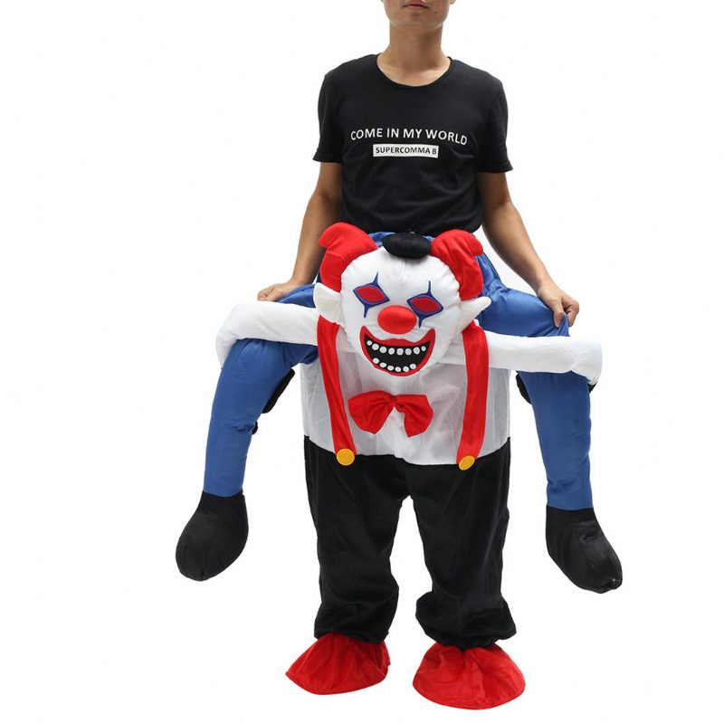 Devil Clown Unisex Kääpiö Carry Me Fancy Piggy Back Ride On Mekko Maskotti Puku Juhlahousut