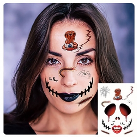 Halloween Tatuointi Tarrat Pelottavat Väliaikaiset Kasvo Tatuoinnit Terrori Seinätarra Juhlakoristeet