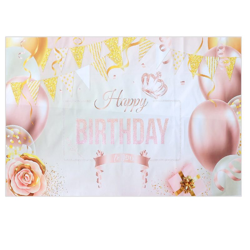 Happy Birthday Decorations Banner Suuri Ruusukulta Ilmapallo Taustateemajuliste