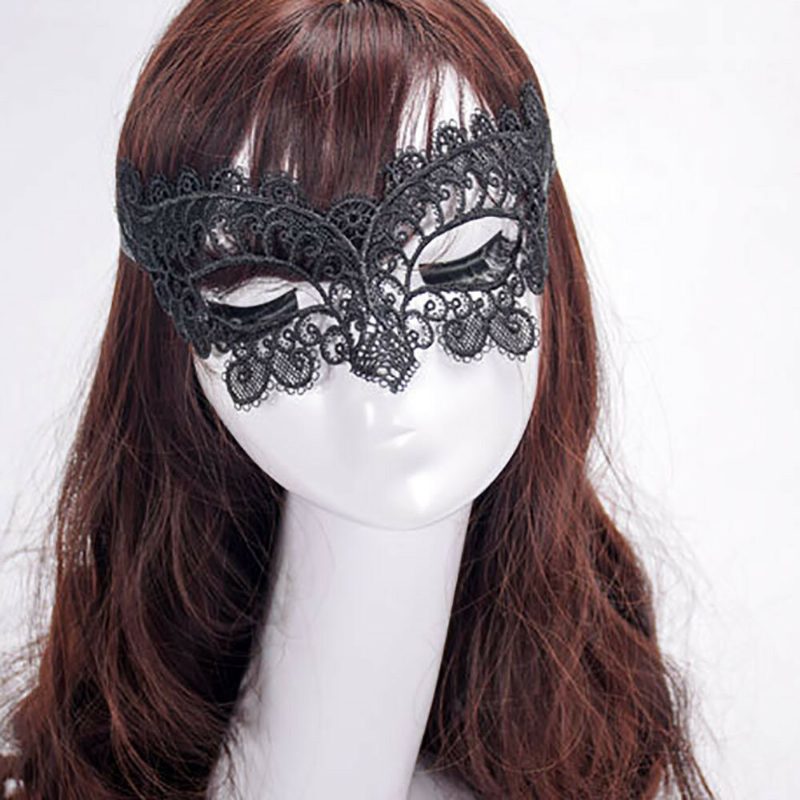 Lace Women Eye Face Mask Masquerade Party Ball Prom Halloween Puku Naamiot Eye - Musta