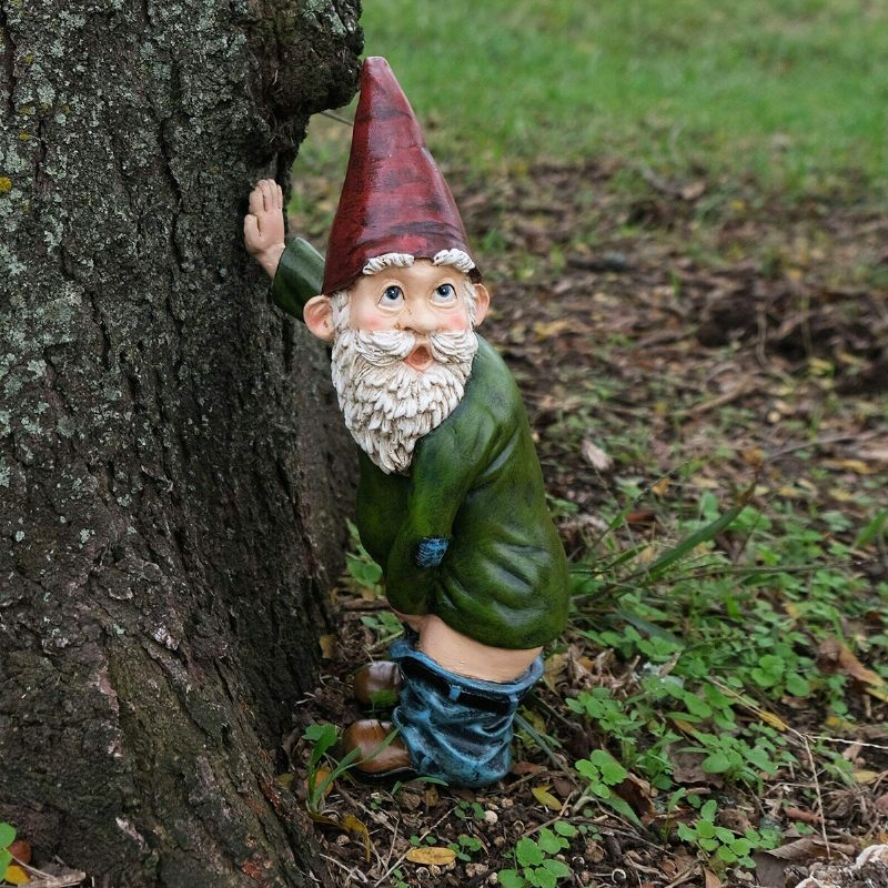 Resin Funny Naughty Garden Gnome Nurmikon Sisä- Tai Ulkokoristeisiin