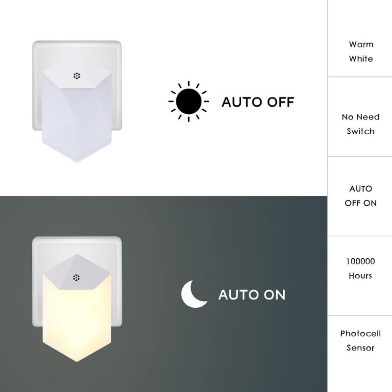 0.5 W Valotunnistin Plug-in Led-yöseinälamppu Vauvan Lasten Makuuhuoneen Kotiin Ac100-240v