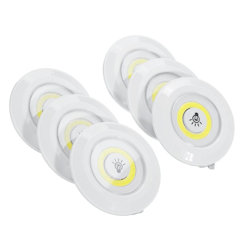 1/3/6 Kpl Led Wireless Stick On Led Tap Light Kirkas Kauko-akkukaappi Kaappi Yölamppu