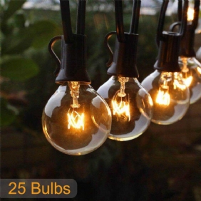 25ft Patio String Light Christmas G40 Globe Festoon Polttimo Keiju Outdoor Juhla Puutarha Garland Häät Koristevalot