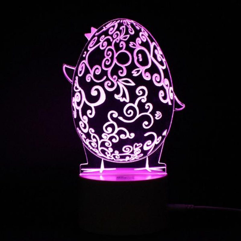 3d Illusion Easter Egg Rabbit Led-yövalo Usb Värikäs Pöytälamppu Holiday Decor Dc5v