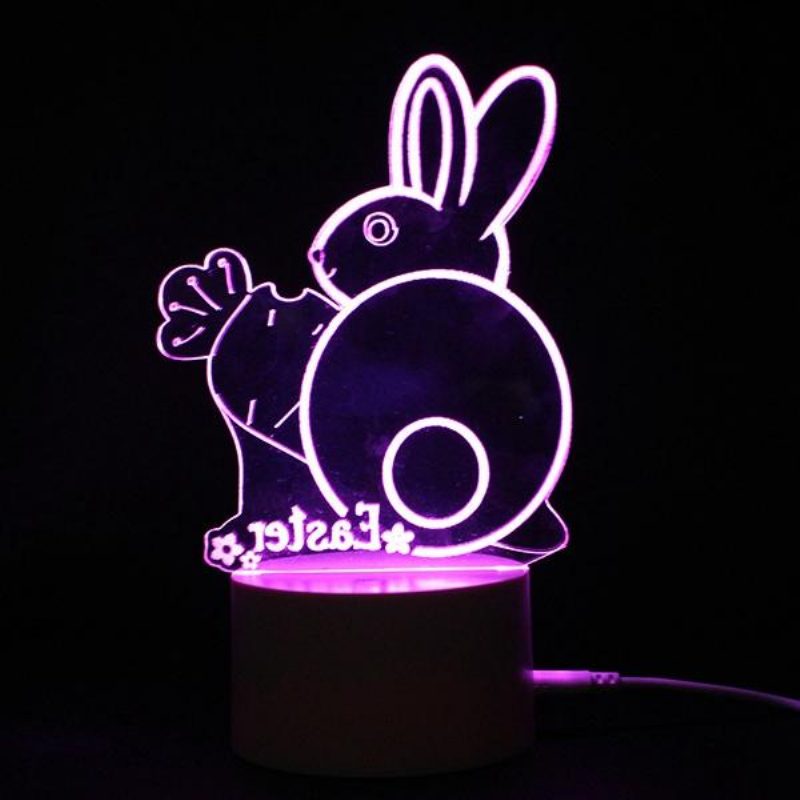 3d Illusion Easter Egg Rabbit Led-yövalo Usb Värikäs Pöytälamppu Holiday Decor Dc5v