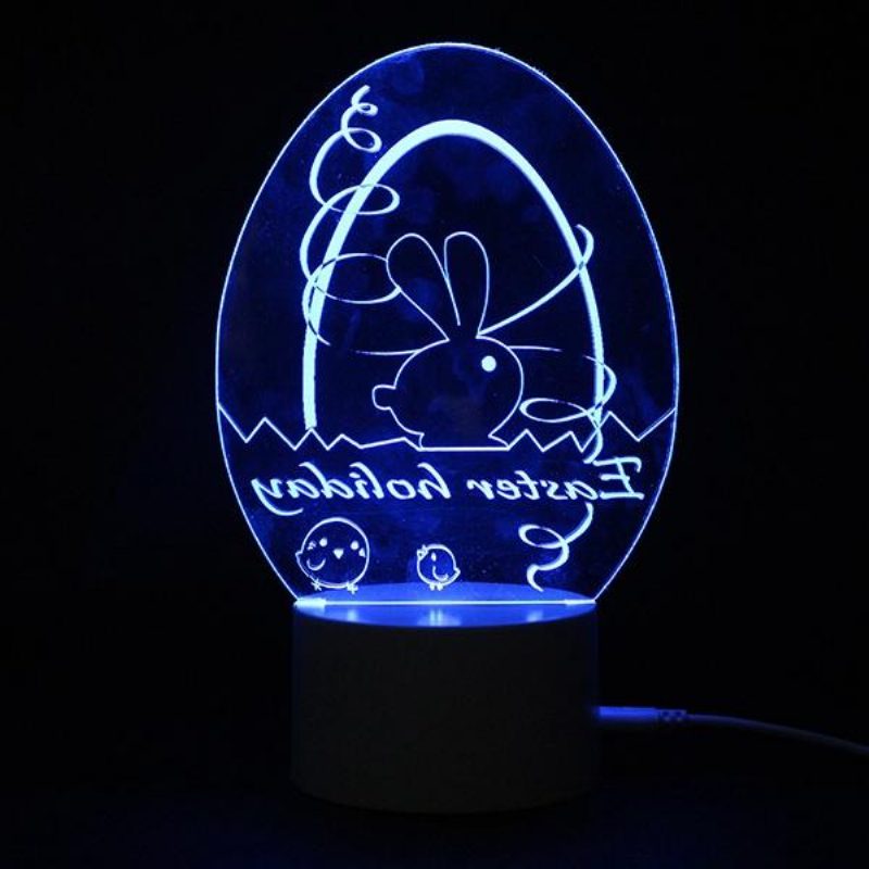 3d Illusion Easter Egg Rabbit Led-yövalo Usb Värikäs Pöytälamppu Holiday Decor Dc5v