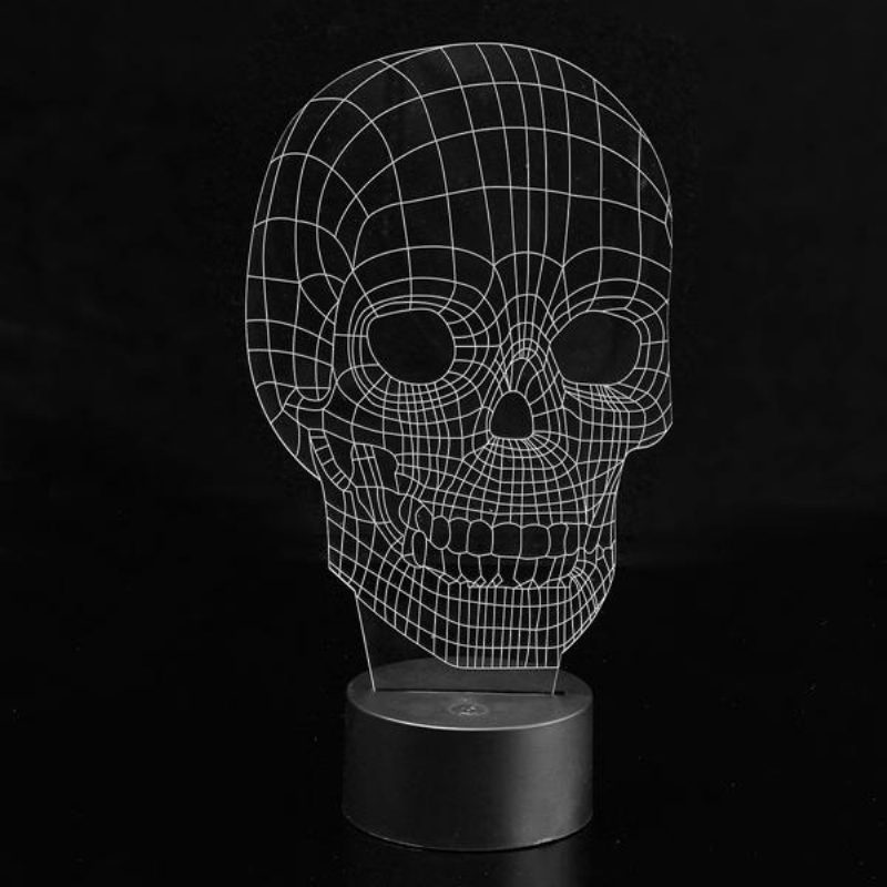 3d Skull Illusion Led Pöytävalaisin Usb 7 Väriä Vaihtava Yölamppu Kodin Sisustukseen