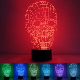 3d Skull Illusion Led Pöytävalaisin Usb 7 Väriä Vaihtava Yölamppu Kodin Sisustukseen