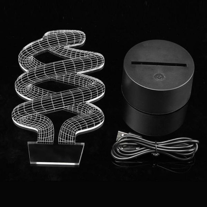 3d Tornado Illusion Led Pöytävalaisin Usb 7 Väriä Vaihtava Yölamppu