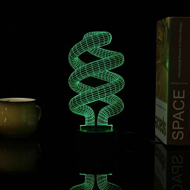 3d Tornado Illusion Led Pöytävalaisin Usb 7 Väriä Vaihtava Yölamppu