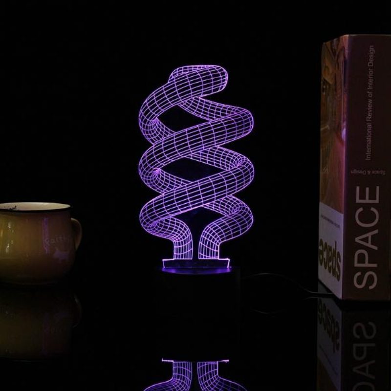 3d Tornado Illusion Led Pöytävalaisin Usb 7 Väriä Vaihtava Yölamppu