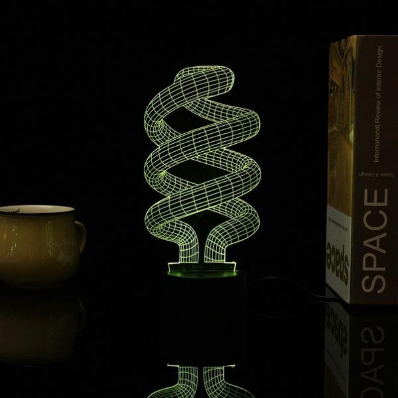 3d Tornado Illusion Led Pöytävalaisin Usb 7 Väriä Vaihtava Yölamppu