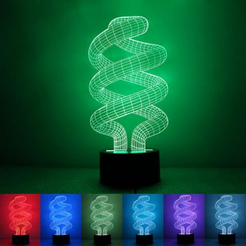 3d Tornado Illusion Led Pöytävalaisin Usb 7 Väriä Vaihtava Yölamppu