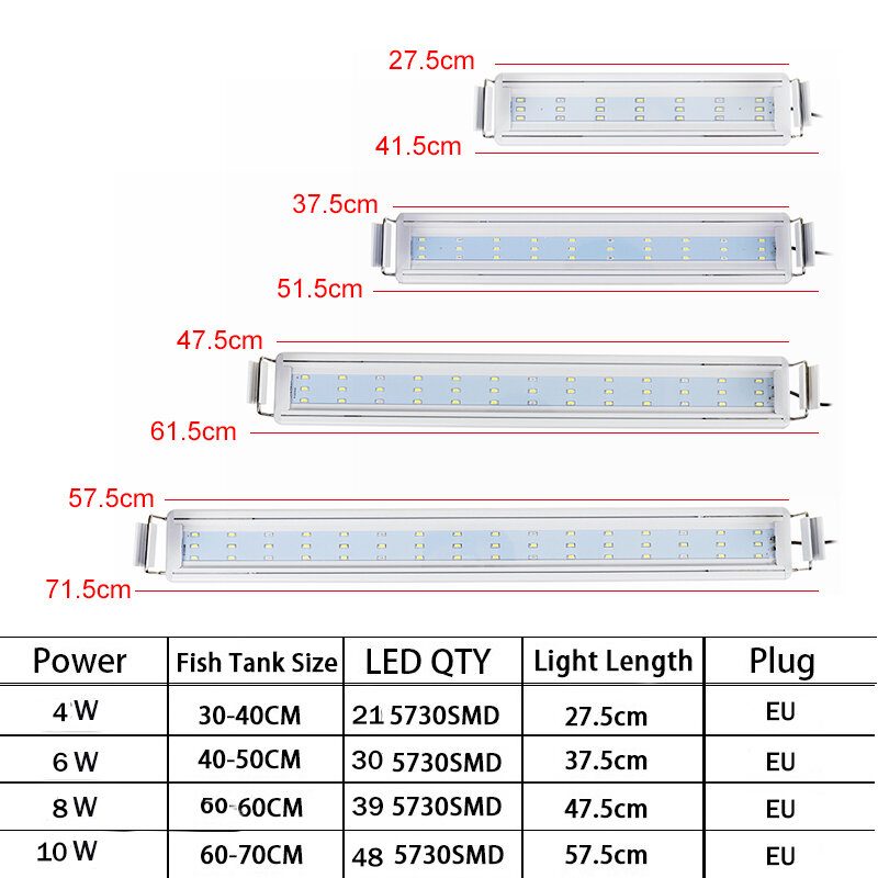 Akvaario Eu Plug Led-valo Pään Päällä Sininen+valkoinen Lamppukasvit Kuu Valaistus