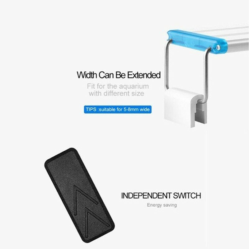Erittäin Ohut Led-akvaariovalo Vesikasvivalaistus 18-30 cm Jatkettava Vedenpitävä Kiinnitettävä Lamppu Akvaarioon