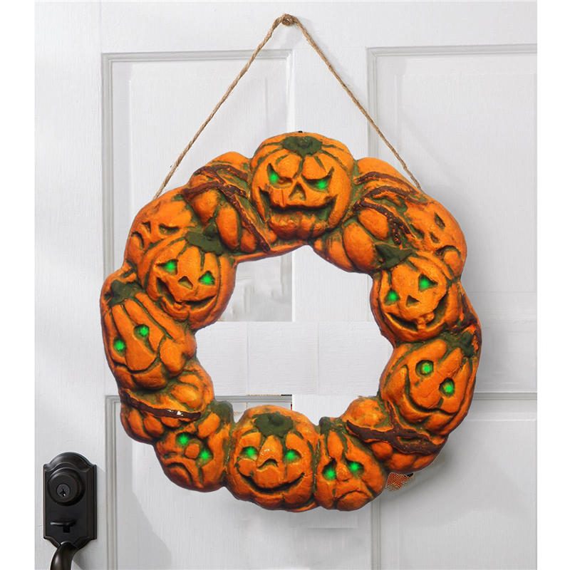 Halloween Spooky Wreath Led Lyhty Led Pumpkin Light Door Ripustin Kodin Sisustus