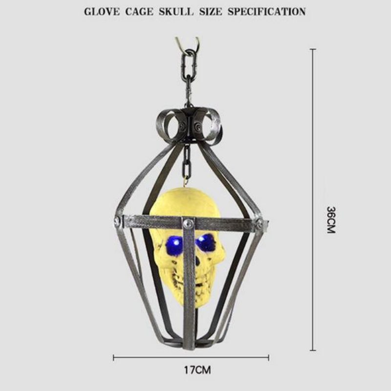 Kannettava Värikäs Vilkkuva Led Hehkuva Kallo Yövalo Riippuva Häkki Halloween-juhlasisustus