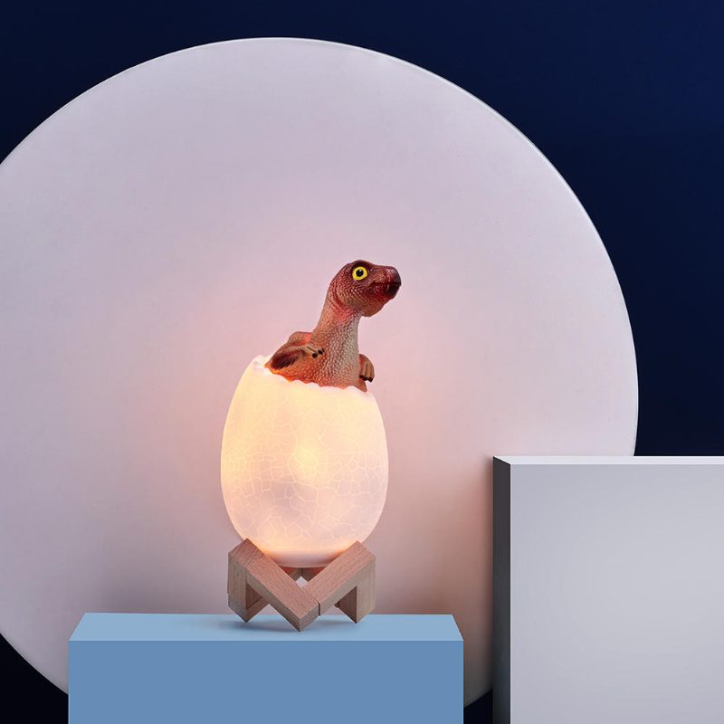 Kl-02 Koristeellinen 3d Oviraptor Dinosaur Egg Älykäs Yövalon Kosketuskytkin 3 Väriä Vaihtuva Led-yövalo Joululahjaksi