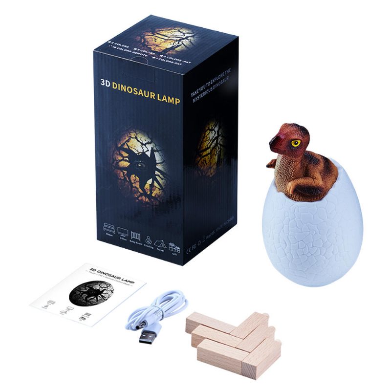 Kl-02 Koristeellinen 3d Oviraptor Dinosaur Egg Älykäs Yövalon Kosketuskytkin 3 Väriä Vaihtuva Led-yövalo Joululahjaksi