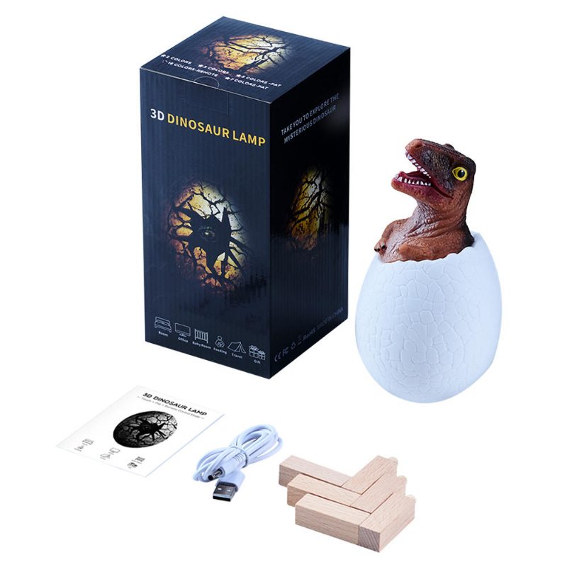 Kl-02 Koristeellinen 3d Raptor Dinosaur Egg Älykäs Yövalon Kosketuskytkin 3 Väriä Vaihtuva Led-yövalo Joululahjaksi