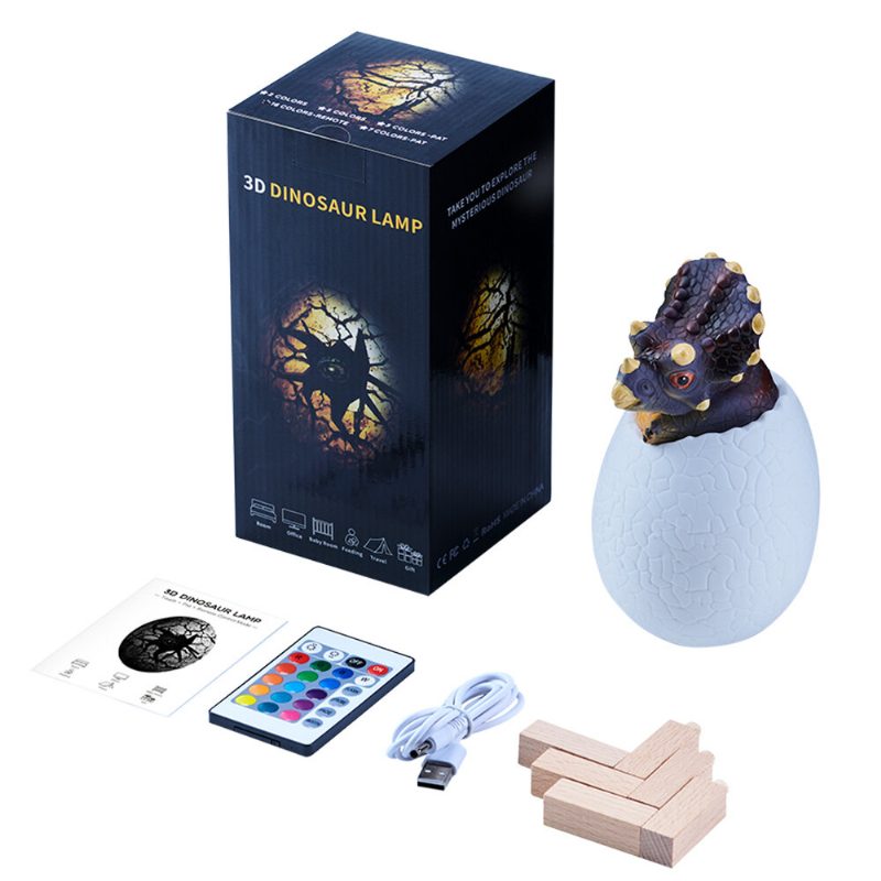 Kl-02 Koristeellinen 3d Triceratops Egg Älykäs Yövalo 16 Väriä Kaukosäädin Kosketuskytkin Led Joululahjaksi