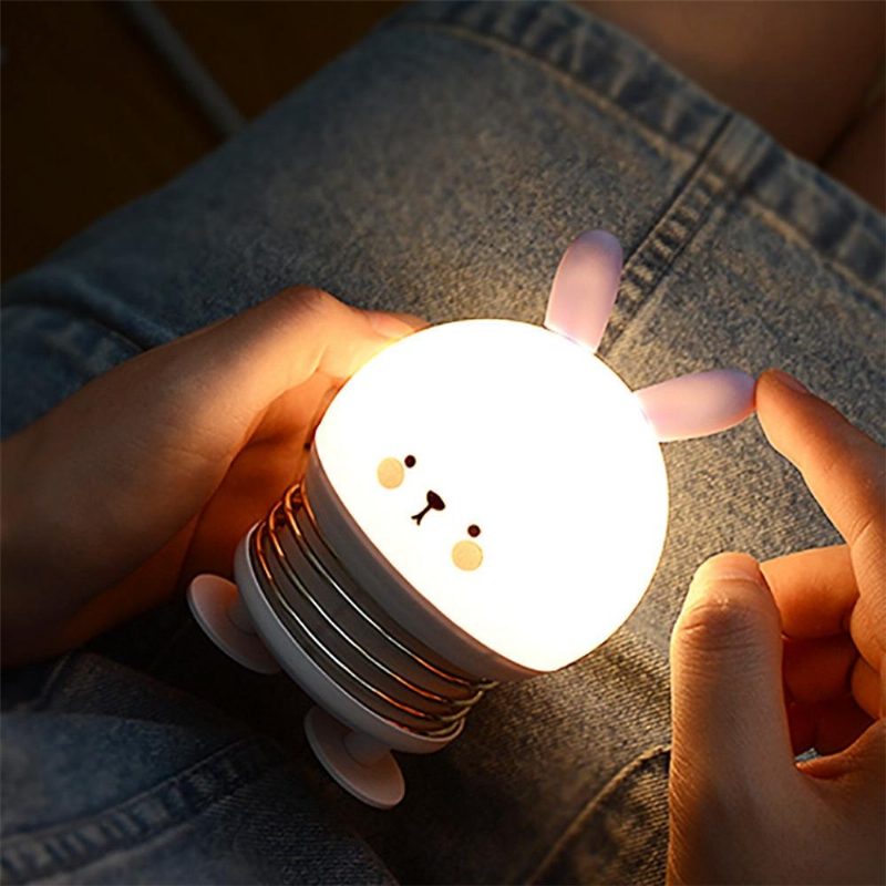 Luova Led-sarjakuva Jousikytkin Rabbit Deer Night Light Lapsille Lelu Paineenalennuslahja