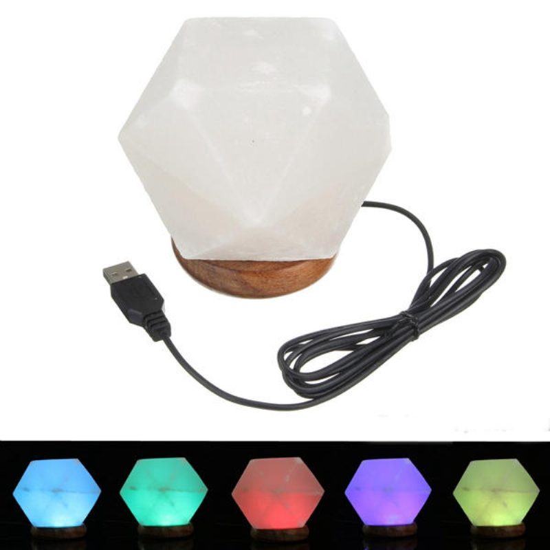 Natural Crystal Rock Usb-suolalamppu Värikäs Led-yövalosisustus