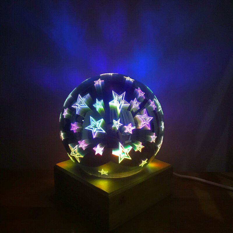 Puu Värikäs 3d Magic Ball Projection Lamppu Usb Power Yövalo Joulukoristeisiin Valot Joululahja