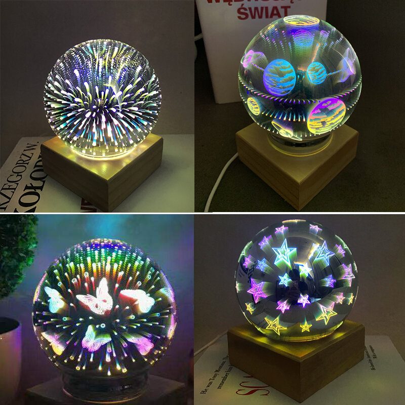 Puu Värikäs 3d Magic Ball Projection Lamppu Usb Power Yövalo Joulukoristeisiin Valot Joululahja